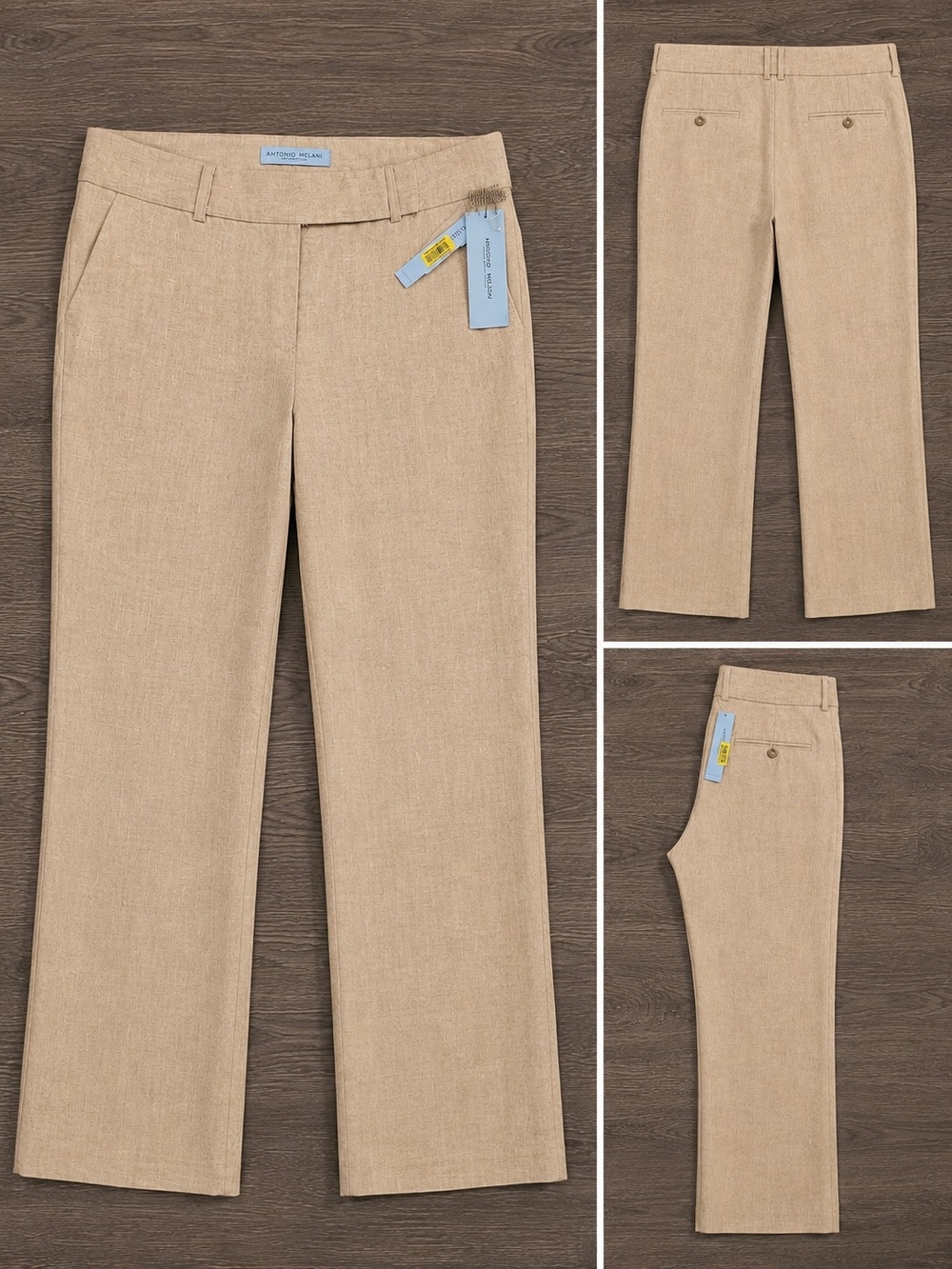 ANTONIO MELANI Light Beige Straight-Leg Dress Pants